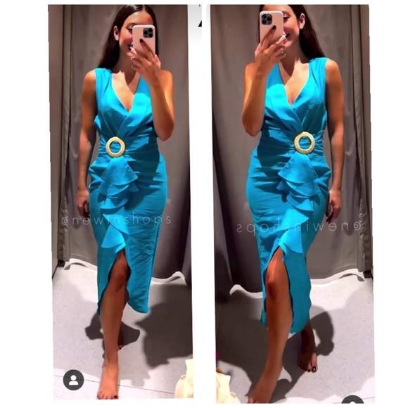 Zara Ruffled midi dress with buckle - Picture 2 of 12